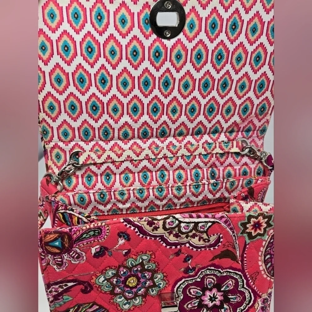 VERA BRADLEY CALL ME CORAL TURN LOCK HANDBAG CROSSBODY TOP HANDLE PURSE WOMEN